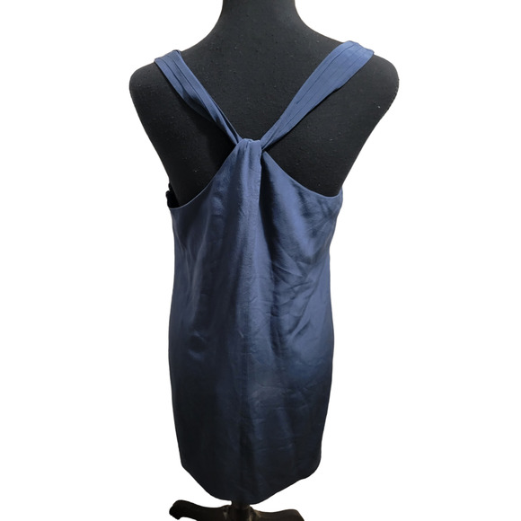 J. Crew 100% Silk Twist-Back Mini Dress in Night Shadow Blue, Sz 4 - Picture 4 of 10